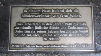 Plakette ved indgangen til Blindemuseet