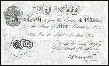 Falsk 50 pundsseddel fra Sachsenhausen