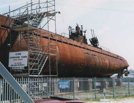 U-534, hvet ved Anholt i 1993, nu p U-bdsmuseum ved Liverpool