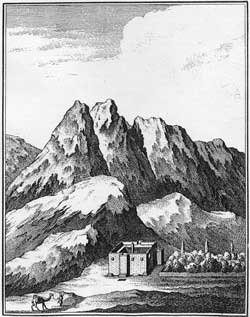 Tegning af Santa Katharina Klostret, udf�rt af Carsten Niebuhr i 1762