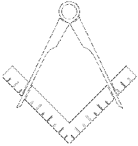 Frimurerordenens logo, passer og lineal.